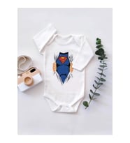 Superman Kostüm Uzun Kol Organik Baskı Bebek Body