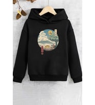 Çocuk Neighbor's Ukiyo e Baskılı Sweatshirt (Siyah)