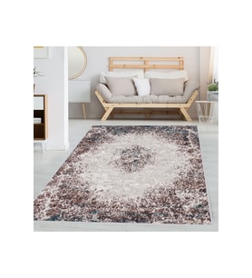 Rovigo Home Dijital Baskı Yıkanabilir Kaymaz Taban Salon Halısı RVG1335-HT198 100x200 cm (Kahverengi)
