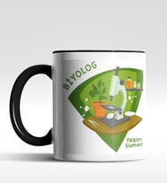 Kişiye Özel Biolog Tasarımlı Siyah Kupa (Siyah - Beyaz)