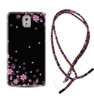 Samsung Note 3 4 5 8 9 20 Ultra 10 Lite Kılıf Boyun Asklı Rasta Silikon Black flowers 1391