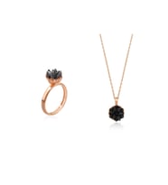 Lotus Çiçeği Yüzük Ve Kolye Seti 925 Ayar Gümüş Set