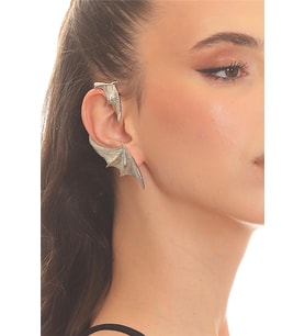 Kadın Gümüş Renk Lak Kaplama Çivili Model Sağ Kulak Yarasa Earcuff&Kıkırdak Küpe