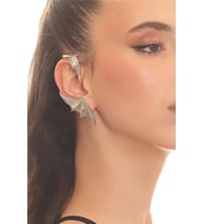 Kadın Gümüş Renk Lak Kaplama Çivili Model Sağ Kulak Yarasa Earcuff&Kıkırdak Küpe