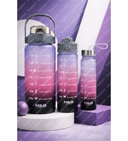 3'lü Motivasyonel Matara Seti - Günlük Spor Kamp Su Matarası Pipetli Suluk Su Şişesi 2000-900-500ml