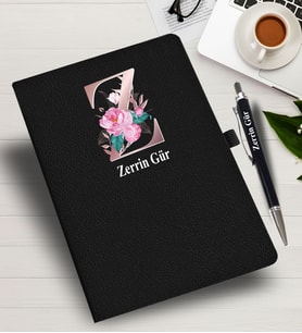 Kişiye Özel harf Tasarımlı  İsme Özel Defter ve Kalem