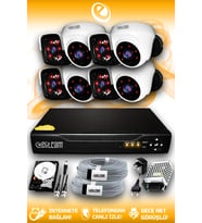 ELITCAM 8 Kameralı Panda 4 İç Kamera Set 320 GB HDD Full HD Gece Görüşlü Güvenlik Kamerası Sistemi