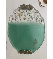 Epoksi Reçine Tepsi - Denizin Ruhu 02  - Ebat 25 cm x 32 cm (Çok Renkli)