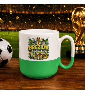 BK Gift Brezilya Taraftar Temalı Dünya Futbol Kupası Tasarımlı Yeşil Joyful Kupa Bardak