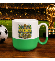 BK Gift Brezilya Taraftar Temalı Dünya Futbol Kupası Tasarımlı Yeşil Joyful Kupa Bardak