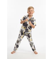 Erkek Çocuk %100 Pamuk ve Gömlek Tarz Pijama Takımı 2-13 Yaş 12687IS MODANINO