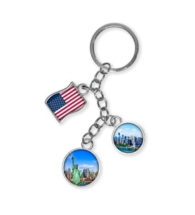 ABD Üçlü Epoksi Metal Çift Taraflı Damla Anahtarlık Usa (Çok Renkli)