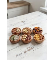 Atbyhome 6 Parça Doğal Ahşap Çerezlik Kaseler - 10 cm Kahvaltılık ve Mezze Sosluk Seti