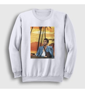 Presmono Unisex Beyaz Hawaii v2 Film Scarface Sweatshirt 250971tt