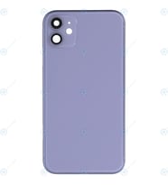 Apple iPhone 11 Uyumlu Logolu, Cam Arka Pil Kapağı - LENS HARİÇ (Eflatun)