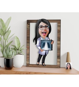BK Gift Kişiye Özel Kadın Radyolojist Karikatürlü 3D Ahşap Tablo, Sevgiliye Hediye, Arkadaşa Hediye, Yıl Dönümü Hediyesi, Doğum Günü Hediyesi-1