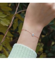 Damla Figürlü Zirkon Taşlı Mine İşli Rose Gold Kaplama Gümüş Bileklik