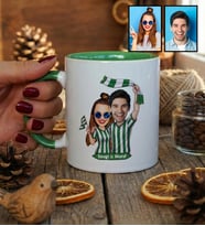 Kişiye Özel Karikatürlü Yeşil Beyaz Taraftar Sevgiliye Hediye Kupa Bardak Sevgililer Günü Hediyesi