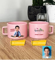 Kişiye Özel Karikatürlü Bankacı Pastel Fincan Bankacıya Özel Hediyeler Bankacı Hediyesi (Pembe)
