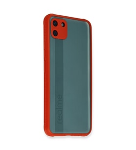 Realme C11 Kılıf Miami Şeffaf Silikon - Kırmızı