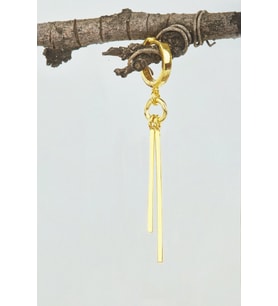 DKMN Gümüş Halkalı Çift Sallantılı Küpe 925 Ayar Gümüş Küpe (Gold)