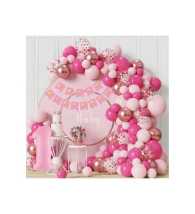 50 Adet Balonlu Pembe İyiki Doğdun Uzar Yazılı Lüks Doğum Günü Parti Seti Süsü