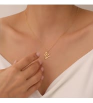 Kişiye Özel 925 Ayar Gümüş Zarif Çift Harf Kolye (Gold)