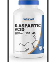 Nutricost DAA D-Aspartic Acid Capsules (180 Capsules) (3000mg Serving) 3933 (Renksiz)