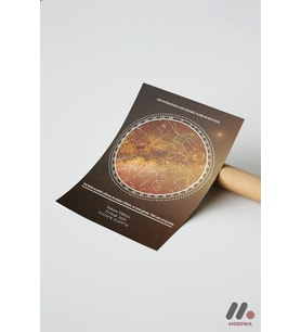 Kişiye Özel Yıldız Haritası Posteri Turuncu, Çerçevesiz Yüksek Kalite Duvar Afişi