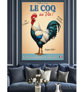 Le Coq Horoz Poster Retro Dekoratif Kanvas - Mdf Ahşap Tablo