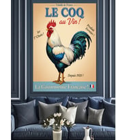 Le Coq Horoz Poster Retro Dekoratif Kanvas - Mdf Ahşap Tablo