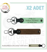 Motosiklet Severlere, İsim Plaka ve 0 Rh + Kan Grubu Yazılı, Motorcu x2 Anahtarlık, Kahve-Yeşil-SK (Çok Renkli)