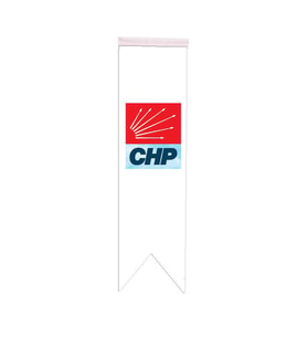 Masa Üstü Kırlangıç CHP Bayrağı - 8x30cm Çift Taraflı Saten Kumaş