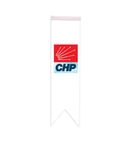 Masa Üstü Kırlangıç CHP Bayrağı - 8x30cm Çift Taraflı Saten Kumaş