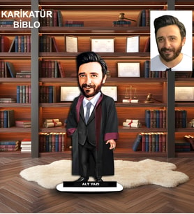 KİŞİYE ÖZEL ERKEK AVUKAT,SAVCI TASARIMLI KARİKATÜR BİBLO B66
