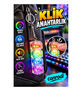 Blue Switch 4 Tuşlu Işıklı Mekanik Klavye Anahtarlığı – Klik Fidget Oyuncağı