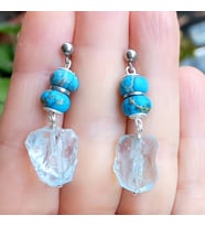 2728 Ham Topaz Varisit el yapımı çelik aparatlı küpe