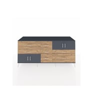 Kronos Konsol 3 Raflı 7 Çekmeceli 4 Kapaklı 220x59x99 Antrasit-Antrasit/Çam
