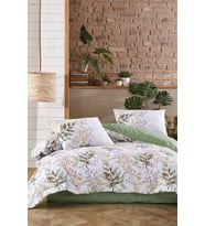 Elart Fitted %100 Pamuk Kapitoneli Çift Kişilik Dört Mevsim Nevresim Takımı Complete Set Evony (Yeşil)