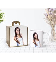 BK Gift Kişiye Özel Ahşap Kutuda Fotoğraflı Beyaz Kupa Bardak-1