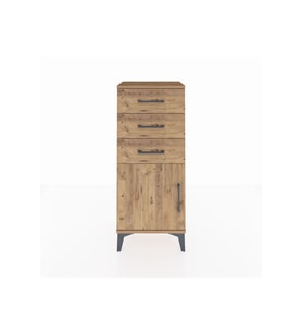 Arges Komodin Tek Raflı 3 Çekmeceli Tek Kapaklı 44x30x106 Çam-Çam