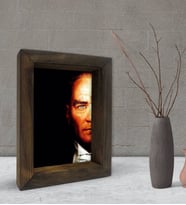 BK Gift Atatürk Tasarımlı Dekoratif Doğal Masif Ahşap Çerçeve 15x20cm-18 (Beyaz)