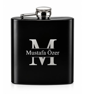 Kişiye Özel Harf ve İsimli Siyah Renkli Paslanmaz Çelik Matara / 6oz