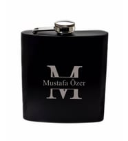 Kişiye Özel Harf ve İsimli Siyah Renkli Paslanmaz Çelik Matara / 6oz