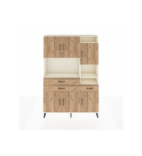 Arges Dolap 10 Raflı 3 Çekmeceli 6 Kapaklı 132x30x195 Aytaşı-Çam/Çam