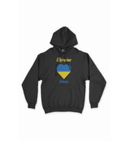 Odessa Ukrayna Bayraklı Kalpli Siyah Sweatshirt Hoodie