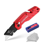 WORKPRO WP211018 Profesyonel Katlanır Çok Amaçlı Rötuş Maket Bıçağı + 10 Adet Yedek Bıçak