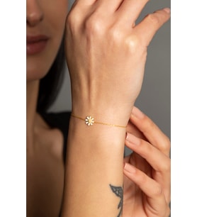 Elika Silver Kadın Minimal Papatya 925 Ayar Gümüş Bileklik (Altın)