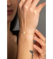 Elika Silver Kadın Minimal Papatya 925 Ayar Gümüş Bileklik (Altın)