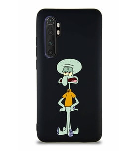 Xiaomi Mi Note 10 Lite Soft Premier Kapak Squidward Dokunaç Tasarımlı Silikon Kılıf - Siyah (Şeffaf)